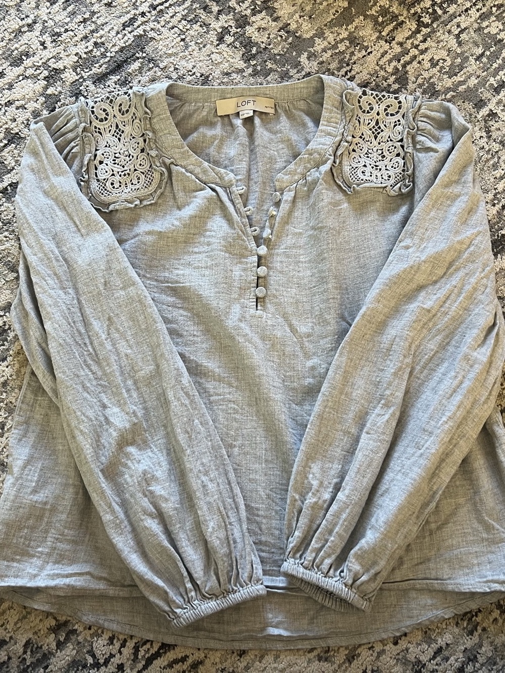 LOFT Embroidered Shirt in Gray